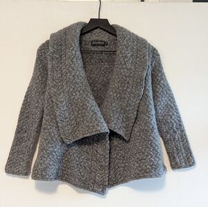 Irelandseye 100% Merino Wool Gray Open Front Cardigan Sz Medium Ireland Irish